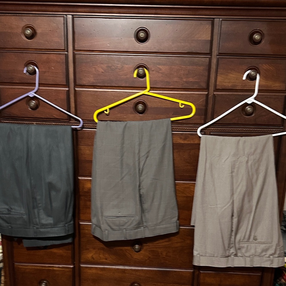 Set of Three Men's Dress Pants - Gray, Brown, Tan 40/29